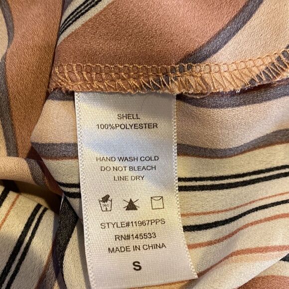 W5 Anthropologie Women’s Small Short Sleeve Tunic Top Wrap High Low Hem Stripes - Picture 6 of 6